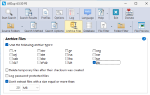 AllDup can scan archives like zip, for duplicates.