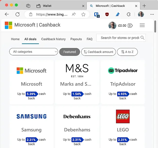 Microsoft Cashback rewards.