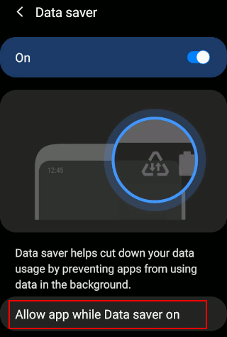 Android settings Data usage saver on an Android phone
