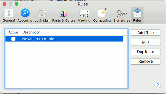 Mail rules in OS X