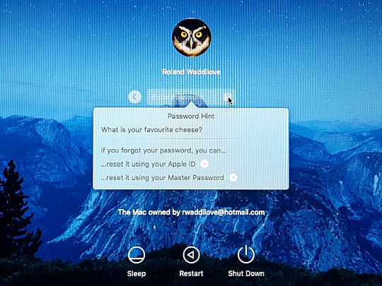 Forgot your password on the Apple Mac? Use the options to reset it