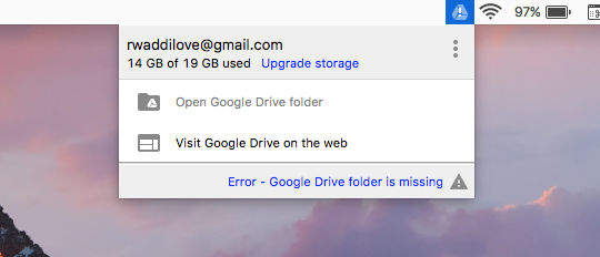 Error syncing Google Drive on the Mac