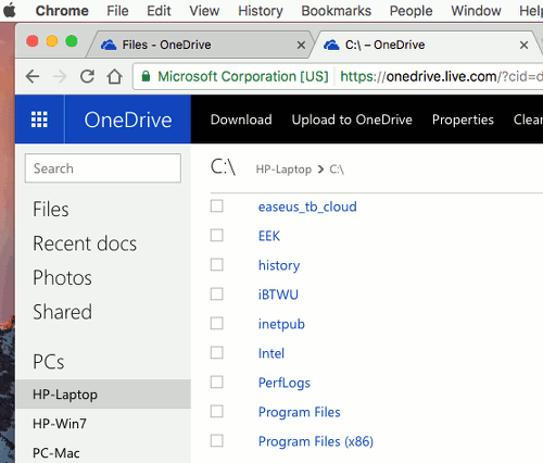 Access files on a PC's disk through OneDrive