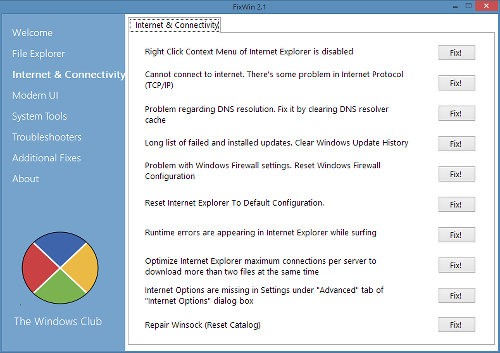 Solve Windows problems with FixWin