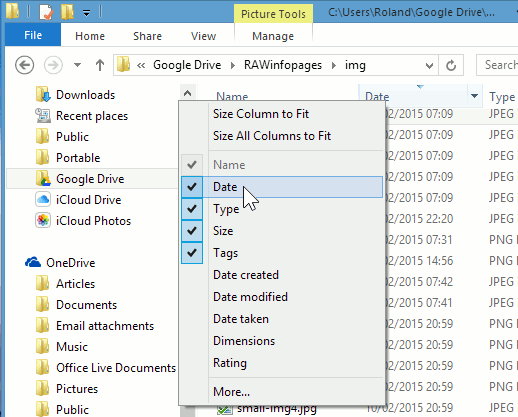Windows Explorer details view