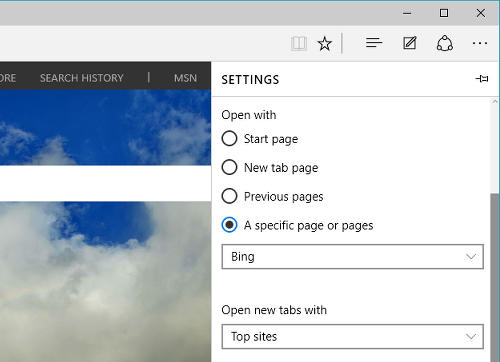 Microsoft Edge settings