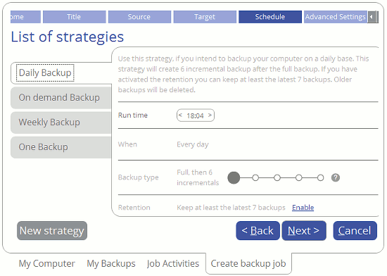 Select a backup plan in Paragon Backup and Recovery 16