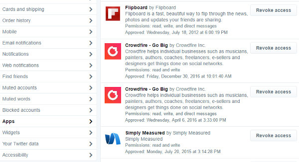 Revoke Twitter app permissions