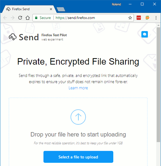 Firefox Send web service
