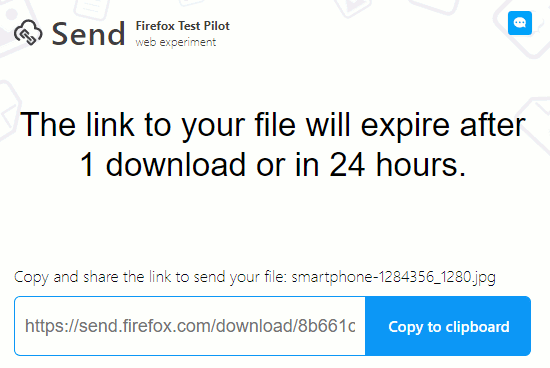 Send a large file to someone using Firefox Send