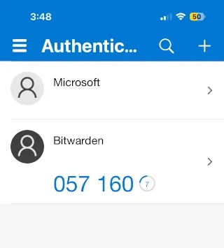 Microsoft Authenticator app.