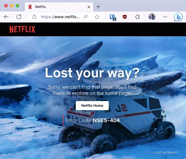 Netflix 404 page