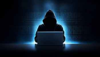 A silhouette of a hooded person.