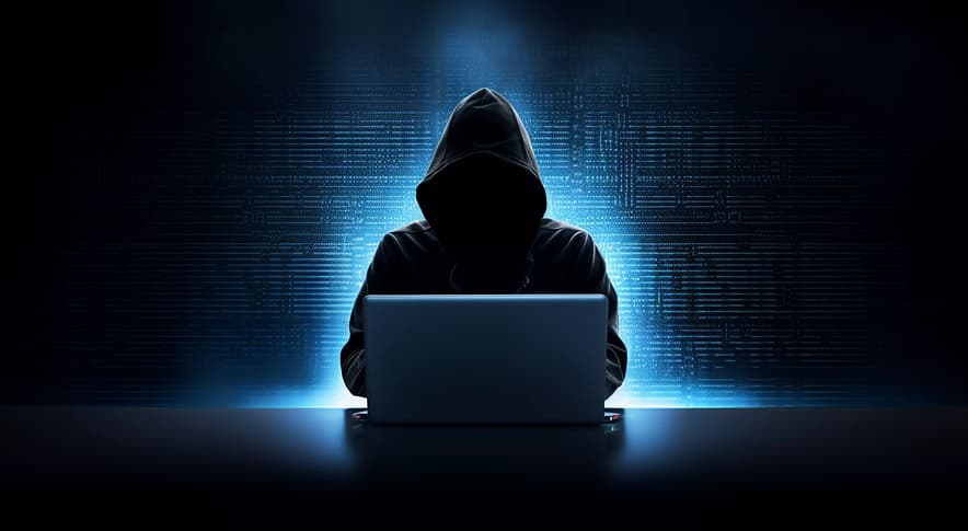 A silhouette of a hooded person.