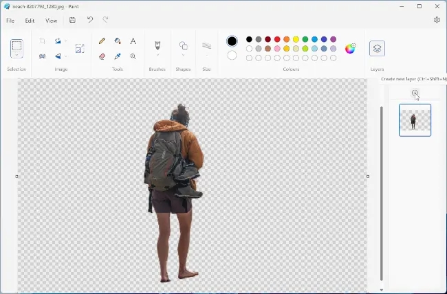 A photo in Microsoft Paint with the background removed.