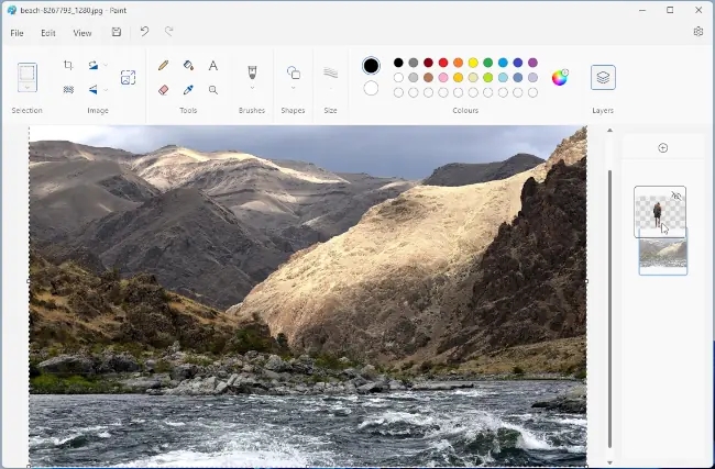 Layers in a Microsoft Paint image in Windows.
