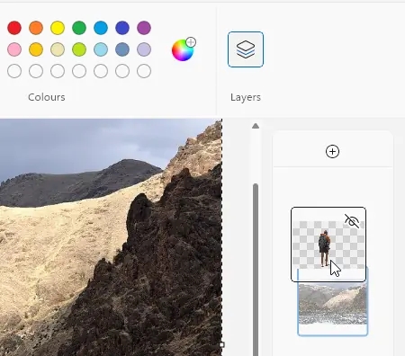 Re-order the layers in a Microsoft paint image.