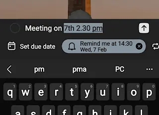 Creating a task in Microsoft To Do.