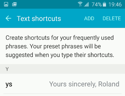 Samsung Galaxy keyboard options