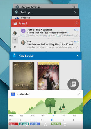 Quit running apps in Android