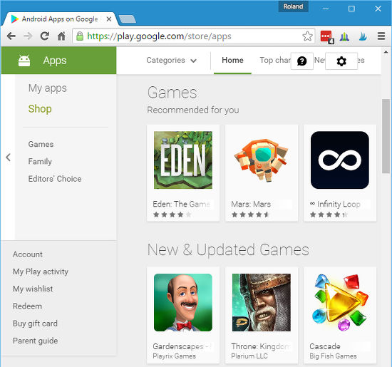Browse the Google Play Store on your computer