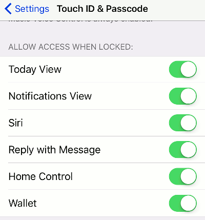 Limit access to features when the iPhone is locked