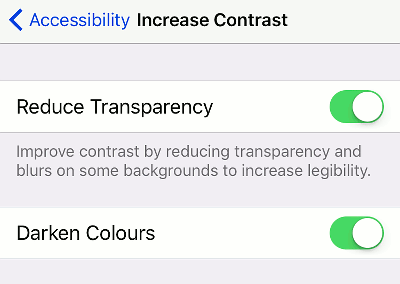 Reduce transparency effects on the iPhone
