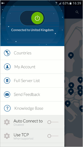 NordVPN on Android secures the internet