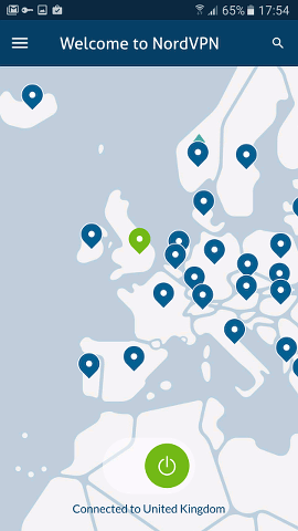 NordVPN on Android secures the internet