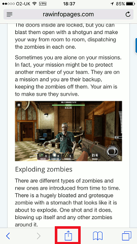 Safari browser on the iPhone