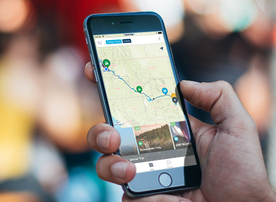 Roadtrippers app for iPhone and Android phones