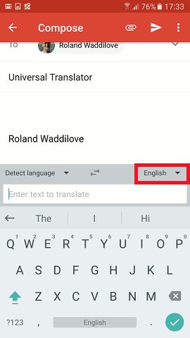 The translation function using Gboard on Android