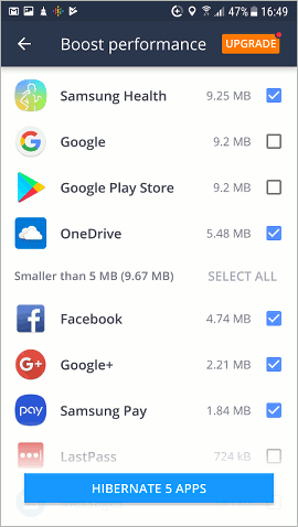 Hibernate apps with AVG Cleaner app for Android
