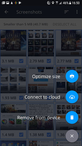 AVG Cleaner optimising photos on an Android phone