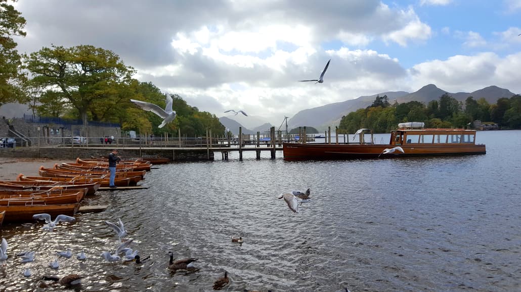 A boat on Derwent Water in the Lake District, UK