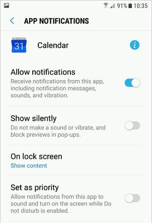 App notifications on an Android phone
