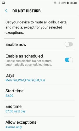 Configure Do Not Disturb on Android phones