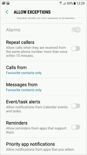 Custom Do Not Disturb exceptions in Android