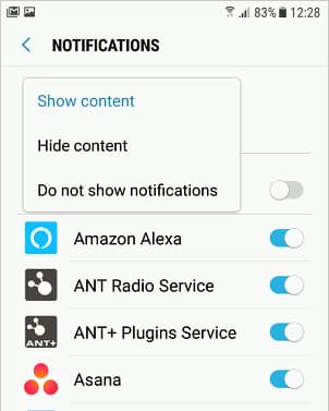 Lock screen notification settings in Android