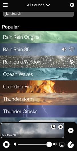 Rain Rain Sleep Sounds app for the iPhone