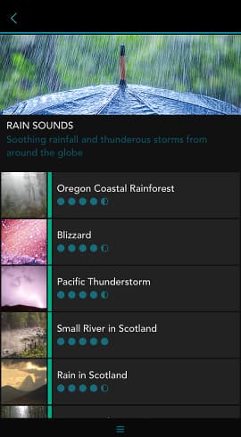 Rain Sounds HQ sleep aid app for the iPhone
