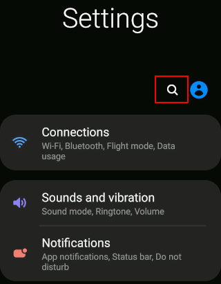 Android settings on an Android phone