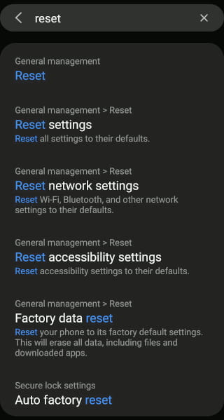 Searching Android Settings for settings