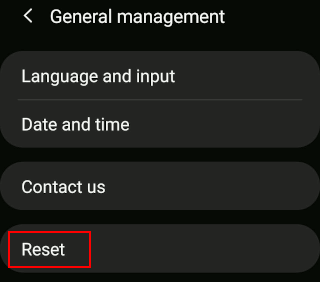 General management options in Android settings on a Samsung phone