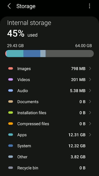 See what is using the storage on an Android phone