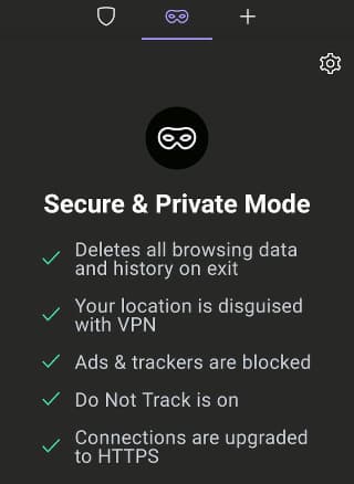 AVG Browser app for Android secure and private mode