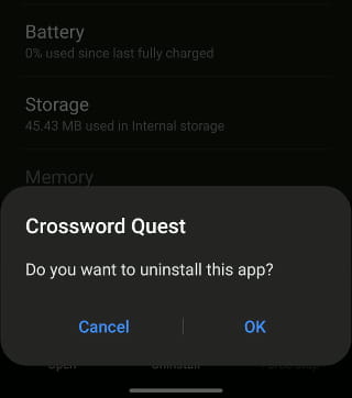 Uninstall an Android app
