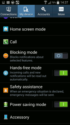 Car settings for mobile phones