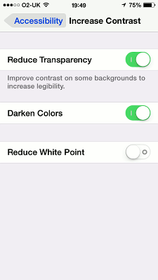 iOS 7 contrast settings