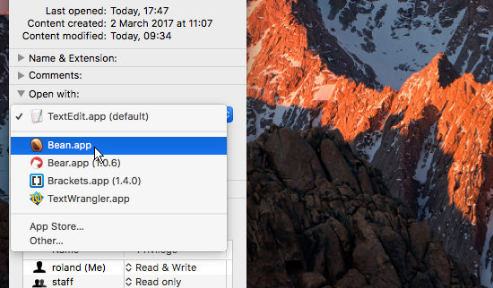 Press Command+I on the Apple Mac to open the file info window